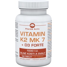 Pharma activ Vitamín K 2 MK7 + D3 FORTE 125 tabliet