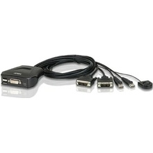 Aten CS-22D 2-port DVI KVM USB mini, integrované kabely