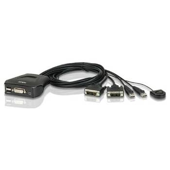 Aten CS-22D 2-port DVI KVM USB mini, integrované kabely