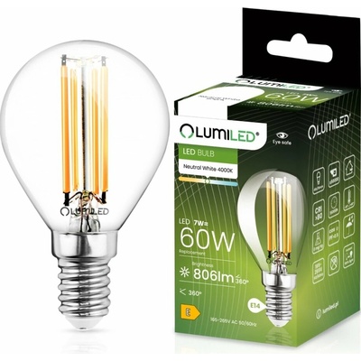 Lumiled LED žiarovka E14 P45 7W = 60W 806lm 4000K Neutrálne 360° vlákno