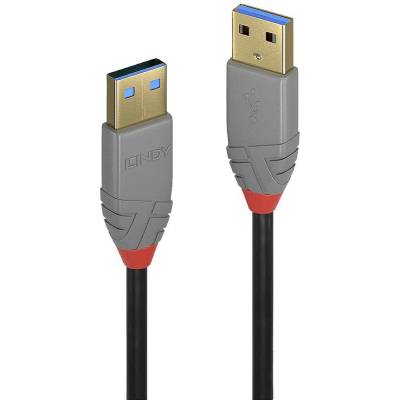 Lindy 36753 USB 3.2 Gen1 (USB 3.0 / USB 3.1 Gen1) USB-A zástrčka USB-A zástrčka 3m černý, šedý