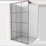 Mexen Kioto душ кабина Walk-in 100 x 200 см, черна решетка 8 мм, розово злато (800-100-101-60-77)