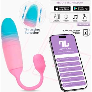 INTOYOU App Series NexEgg Motion Vibrating Egg with Thrusting App Pink-Turquoise