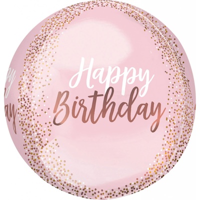 Amscan Fóliový balónek kulatýRose Gold Birthday 40 cm