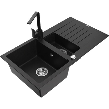 Mexen Matias гранитна мивка с 1, 5 камери с отцедник и кухненски смесител (6502-77-670300-70)