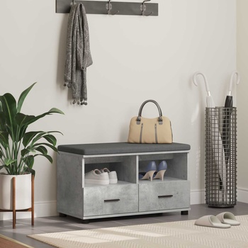 vidaXL Пейка за коридор с възглавница Циментено сиво 80 x 38 x 46 см (891459)