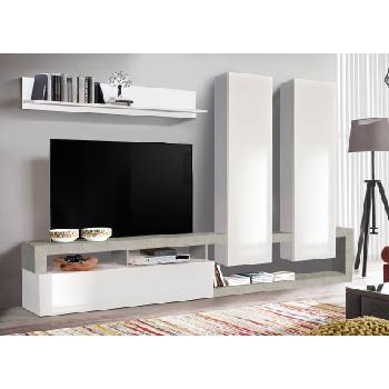 Холна секция Dallas Big светъл бетон и бял лак