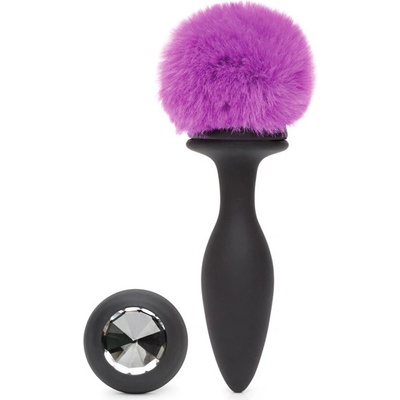 Happy Rabbit Rechargeable Vibrating Butt Plug Black & Purple Medium