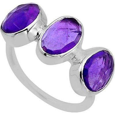 Nefertitis Ametyst broušený prsten stříbro 52811