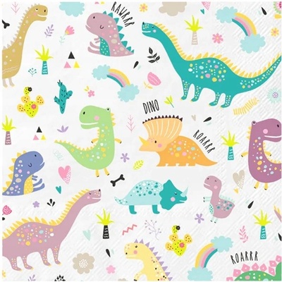 PartyPal Papierové servítky dinosaury 33x33 cm 10 ks
