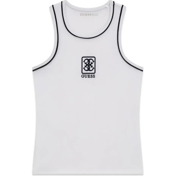 GUESS Бял потник за момиче с черни ивици и детайли Guess