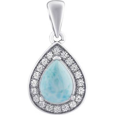 SILVEGO Strieborný prívesok BRISA s pravým Larimarom a Brilliance Zirconia JJJ1141PLR