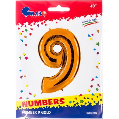 Grabo Balloons Balónek fóliový Číslice 9 zlatá 102cm