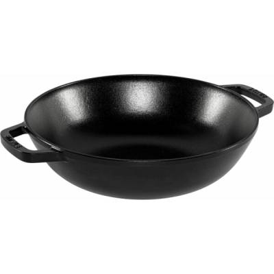 Staub Wok 30 cm with Lid Black, Cast Iron