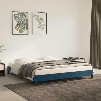 zahrada-XL 346986 Rám postele bez matrace tmavě modrý samet