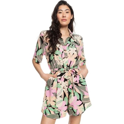 ROXY Real Yesterday short sleeve romper - Multicolor (Anthracite Palm Song)