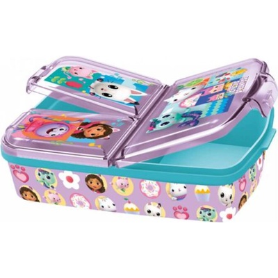 Raňajkový/obedový box STOR 21220 3 priehradky Cat House Gabi (fialový).