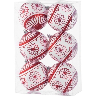 MagicHome Vánoční koule 6 ks 8 cm červené a bílé na vánoční stromek