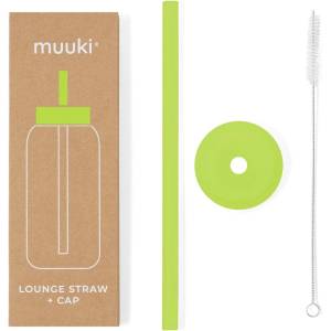 Muuki Силиконова сламка с четка за почистване и капак Electric Lime - Muuki (Muuki35)