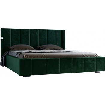 Pomeble Vesper s kontajnerom na posteľnú bielizeň a dreveným rámom zamatový materiál zelená Ikoo 13