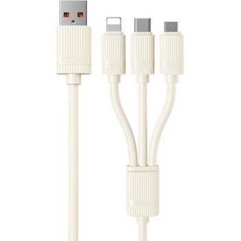 Wekome WDC-53 3v1 univerzálny nabíjací a dátový USB-A na USB-C / Lightning / micro USB 1,2m béžový
