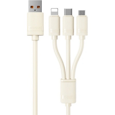 Wekome WDC-53 3v1 univerzálny nabíjací a dátový USB-A na USB-C / Lightning / micro USB 1,2m béžový