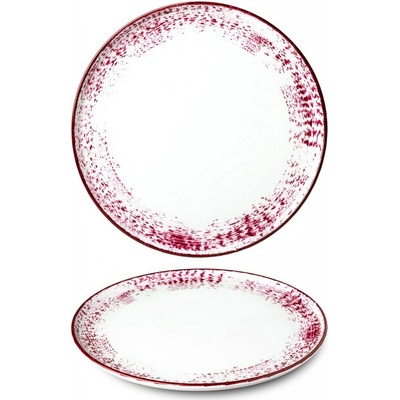 G. Benedikt | Mělký talíř, červený okraj, 29 cm, Optimo hand painted