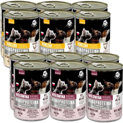 PetRepublic monoproteinové z kuřete a hovězího masa kousky v omáčce 12 x 400 g