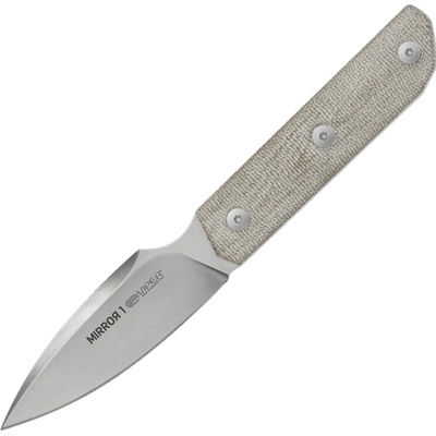 Viper MIRROR1 Spear Point Stonewash M390, Green Canvas Micarta, Leather sheath VT4060CG