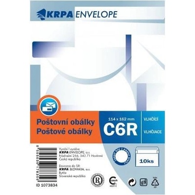 Krpa Obálka C6R vlhčící s linkou 114 x 162mm 10ks