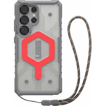 Urban Armor Gear Gear Pathfinder Clear MagSafe Case - удароустойчив хибриден кейс с MagSafe и връзка за ръка за Samsung Galaxy S25 Ultra (сив-розов)