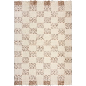 Flair Rugs Ръчно изработен килим със смес от вълна в кремав и естествен цвят 160x230 cm Eric Checkboard - Flair Rugs (503119377752)
