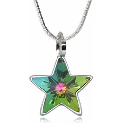 Swarovski Elements Stříbrný náhrdelník zelená hvězdička 54034.3 Vitrail Medium