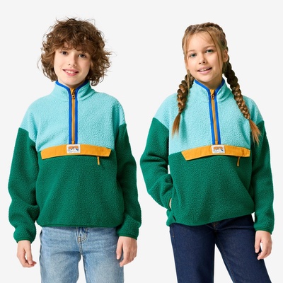 Quechua detská fleecová sherpa mikina 1/2 zips NH500 modrá