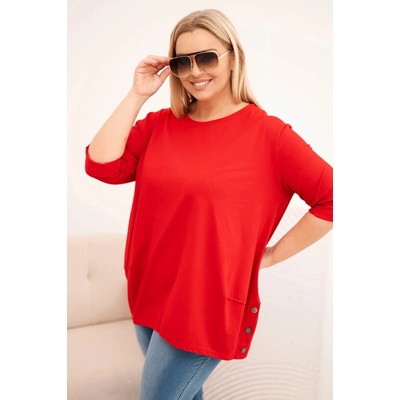 Kesi Dámska blúzka Plus Size z bavlny s ozdobnými gombíkmi Červená