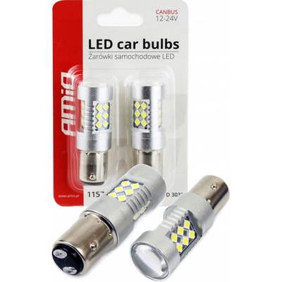 LED AMIO CANBUS 24SMD 3030 1157 (P21 / 5W) Bílá 12V / 24V sada - 2 ks. – Hledejceny.cz