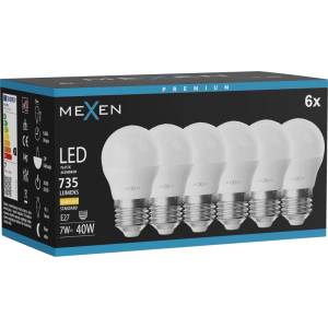 Mexen Nova 6x LED крушка E27, G45, 7W, Топла - 3000K, 735 lm - L101-E27-0730-01x06 (L101-E27-0730-01x06)