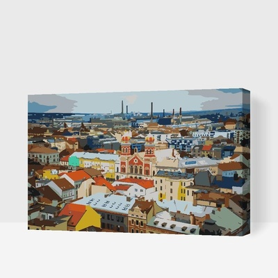 Painting Queens Výhľad na mesto Plzeň 40 x 60 cm vypnuté plátno na rám PBN/CITYVIEWPILSEN/40X60/W