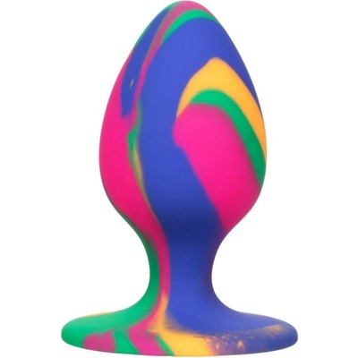 CalExotics Cheeky Medium Tie-Dye silikonový anální kolík s přísavkou 7,5 x 3,6 cm