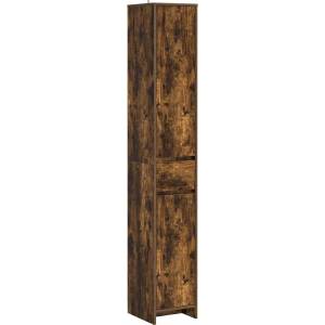 vidaXL Шкаф за баня Опушен дъб 30 x 33 x 190 см Инженерна дървесина (890756)