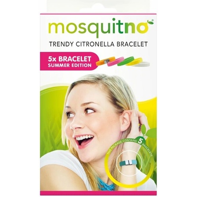 MosquitNo Náramok Summer so sponou uvoľňujúce citronelovú vôňu nastaviteľná veľkosť 5 ks