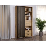 Forte Библиотека twelve 100 см с ламели и чекмеджета, дъб маувела (jtnr722l-m635)