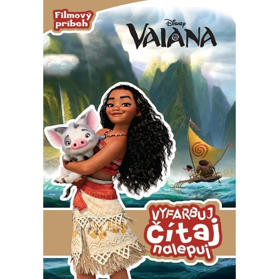 Vaiana - Vyfarbuj, čítaj, nalepuj