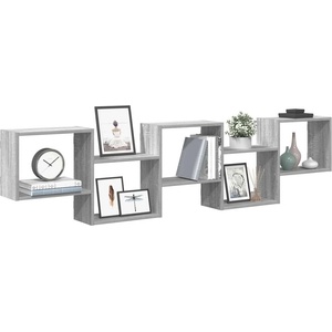 vidaXL Стенен кубичен рафт, 5 отделения, сив сонома, инженерно дърво (860000)