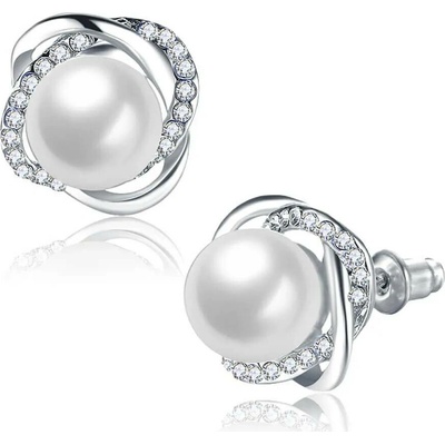 Elanis Jewel Dámské perlové náušnice Annabelle White Pearl se zirkony EJ00508