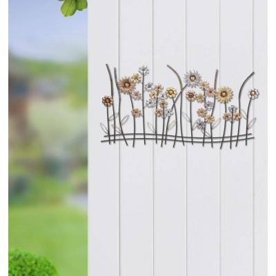 Gilde Kovový nástěnný květinový reliéf Blumenwiese, 52 cm