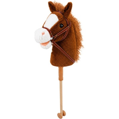 Kůň na tyči se zvuky a kolečky LEAN Toys Hobby Horse hnědý 100 cm