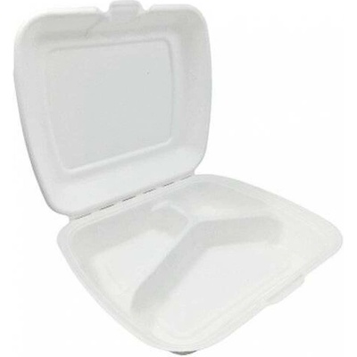 Menu box z třtiny 3-sekce 230x205x70mm (50ks) Love Nature