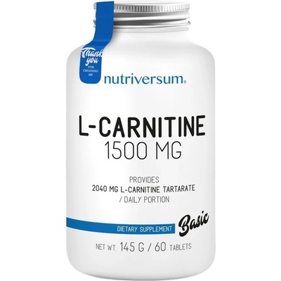 Nutriversum Basic L-Carnitine, 1500 mg, 60 таблетки, Nutriversum