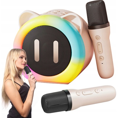 Mini karaoke súprava Ružová 2ks 2 mikrofóny + reproduktor pre deti